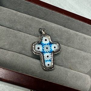 Blue cross pendant